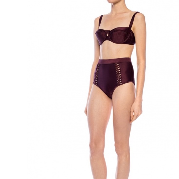 ZIMMERMANN JUNIPER BUTTON EMBELLISHED BIKINI BOTTOM HIGH WAIST SIZE 0 MULBERRY - Picture 8 of 10